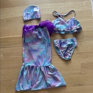 Mermaid Kids Swimsuit Set - Purple and Blue